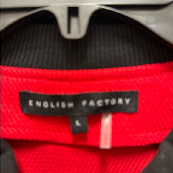 English Factory Red Scallop Trim Zip Up Bomber Jacket Size L - Picture 2 of 5